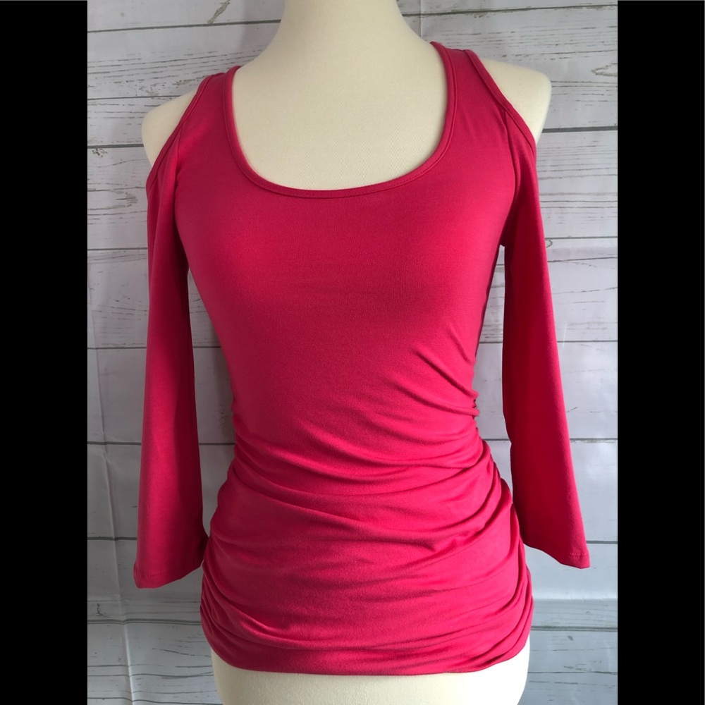 Boston Proper pink cold shoulder top